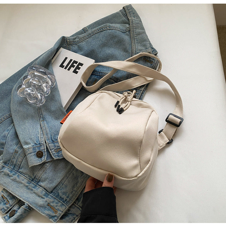 White Lightweight Canvas Crossbody Bag - Minimalist Casual Shoulder Satchel with Adjustable Strap - Image 4