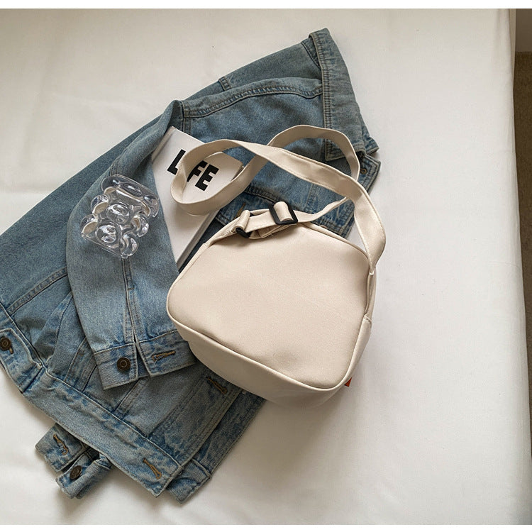 White Lightweight Canvas Crossbody Bag - Minimalist Casual Shoulder Satchel with Adjustable Strap - Image 5