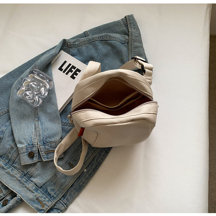 White Lightweight Canvas Crossbody Bag - Minimalist Casual Shoulder Satchel with Adjustable Strap - Image 6