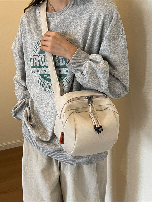 White Lightweight Canvas Crossbody Bag - Minimalist Casual Shoulder Satchel with Adjustable Strap - Image 8