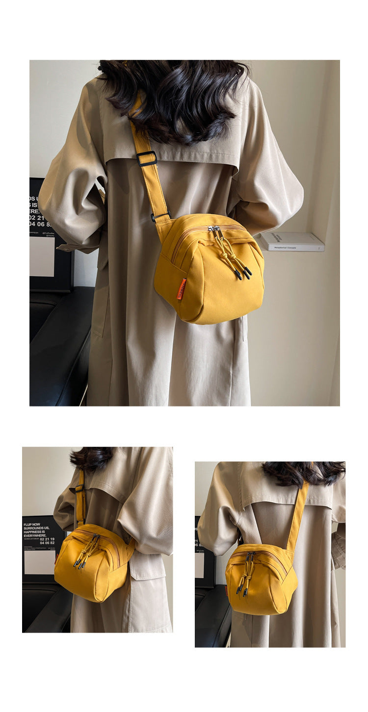 Yellow Lightweight Canvas Crossbody Bag - Minimalist Casual Shoulder Satchel with Adjustable Strap - Image 2