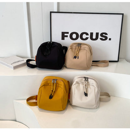 Yellow Lightweight Canvas Crossbody Bag - Minimalist Casual Shoulder Satchel with Adjustable Strap - Image 3
