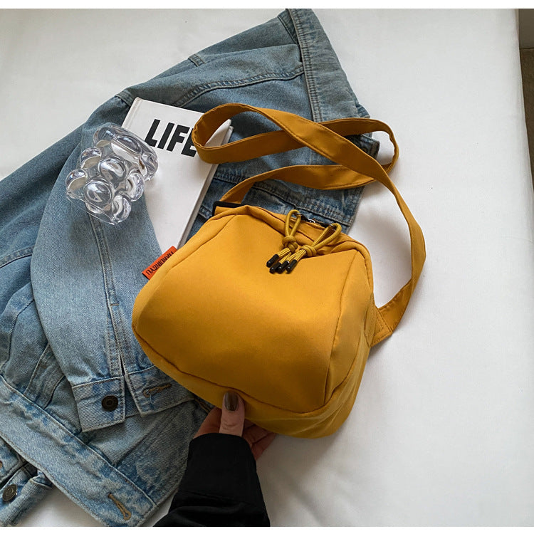 Yellow Lightweight Canvas Crossbody Bag - Minimalist Casual Shoulder Satchel with Adjustable Strap - Image 4
