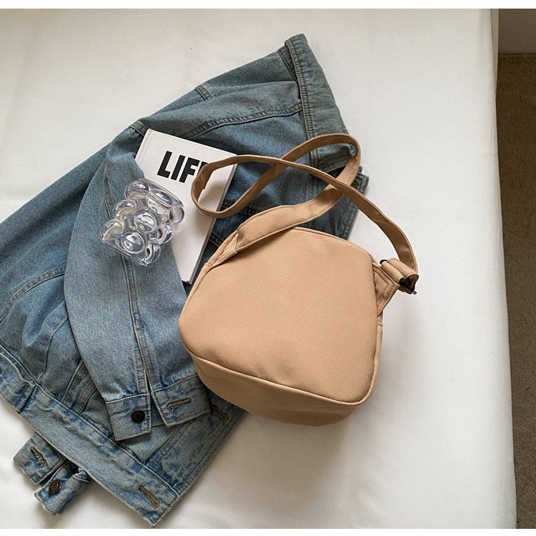 Khaki Lightweight Canvas Crossbody Bag - Minimalist Casual Shoulder Satchel with Adjustable Strap - Image 5