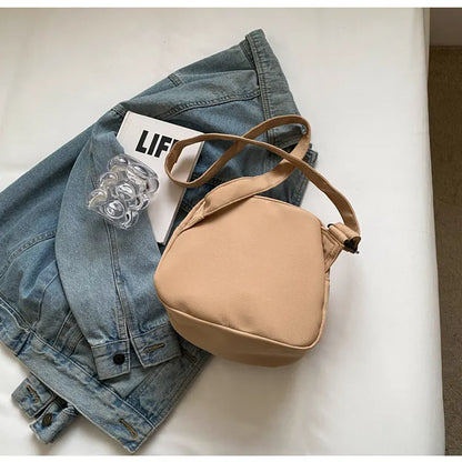 Khaki Lightweight Canvas Crossbody Bag - Minimalist Casual Shoulder Satchel with Adjustable Strap - Image 5