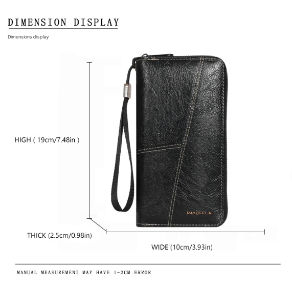 Coffee Men's Long Zipper Wallet Clutch - PU Leather Wristlet with Phone and Card Slots - Image 6