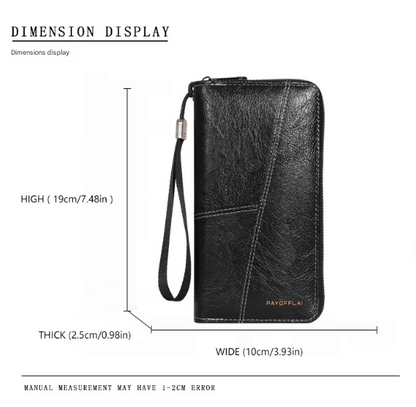 Coffee Men's Long Zipper Wallet Clutch - PU Leather Wristlet with Phone and Card Slots - Image 6