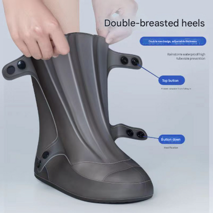 2 Pcs Size S Dark Grey Reusable Waterproof Shoe Covers - Heavy Duty Non-Slip Rain Boot Protectors - Image 2