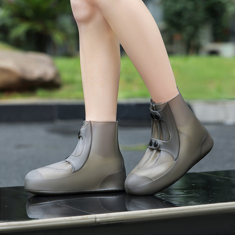 2 Pcs Size 2XL Dark Grey Reusable Waterproof Shoe Covers - Heavy Duty Non-Slip Rain Boot Protectors