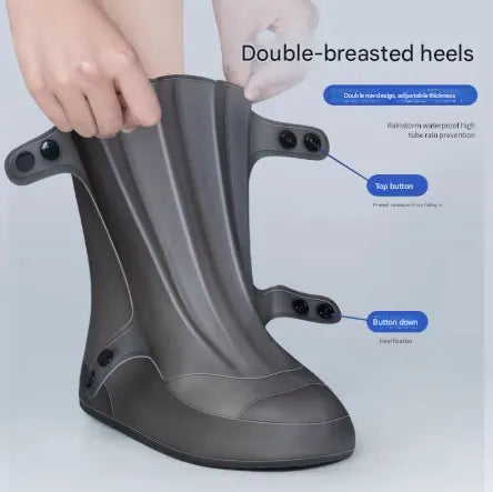 2 Pcs Size 2XL Dark Grey Reusable Waterproof Shoe Covers - Heavy Duty Non-Slip Rain Boot Protectors - Image 2