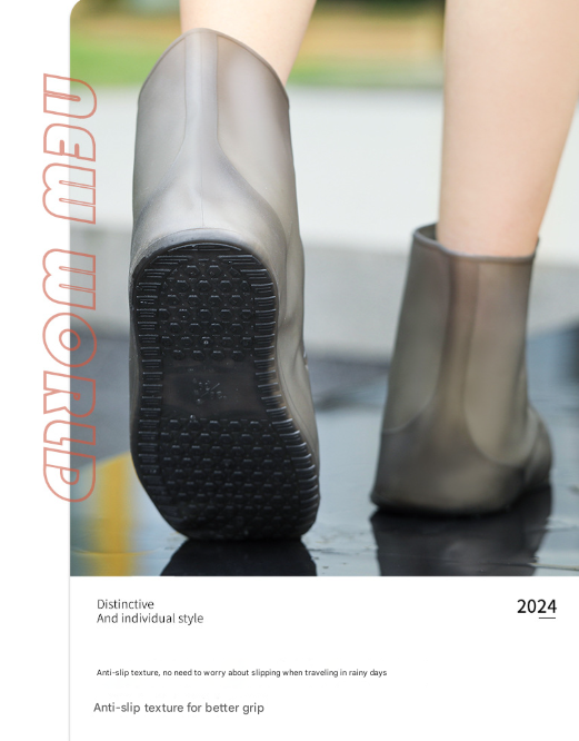 2 Pcs Size L White Reusable Waterproof Shoe Covers - Heavy Duty Non-Slip Rain Boot Protectors - Image 7