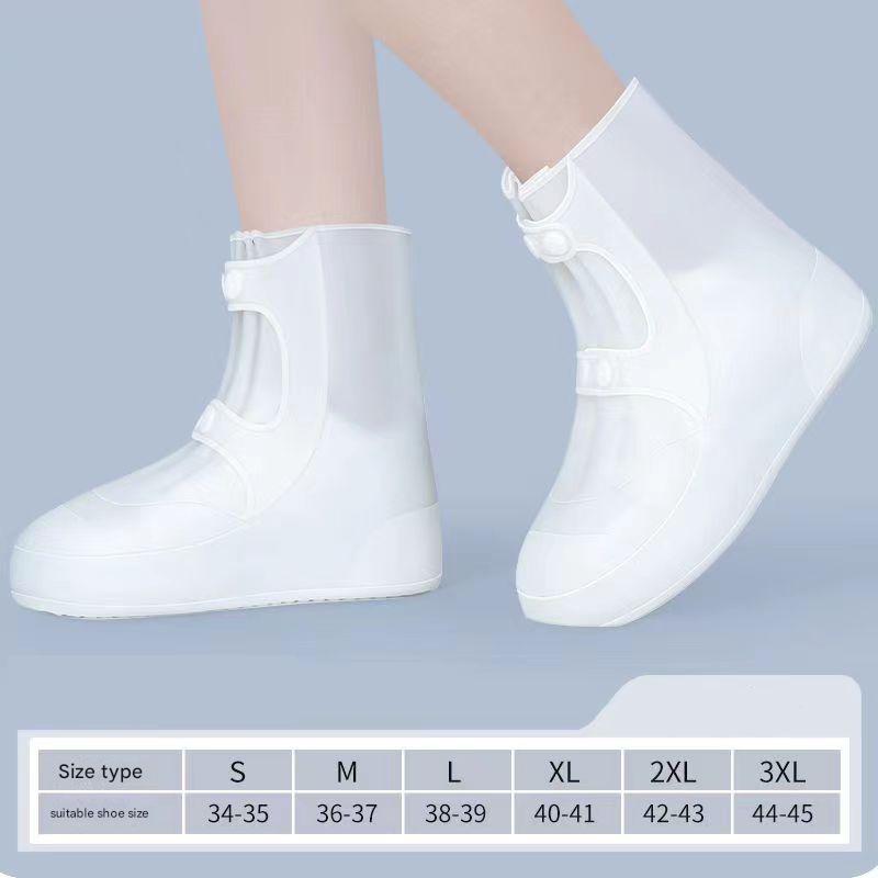 2 Pcs Size XL White Reusable Waterproof Shoe Covers - Heavy Duty Non-Slip Rain Boot Protectors - Image 5