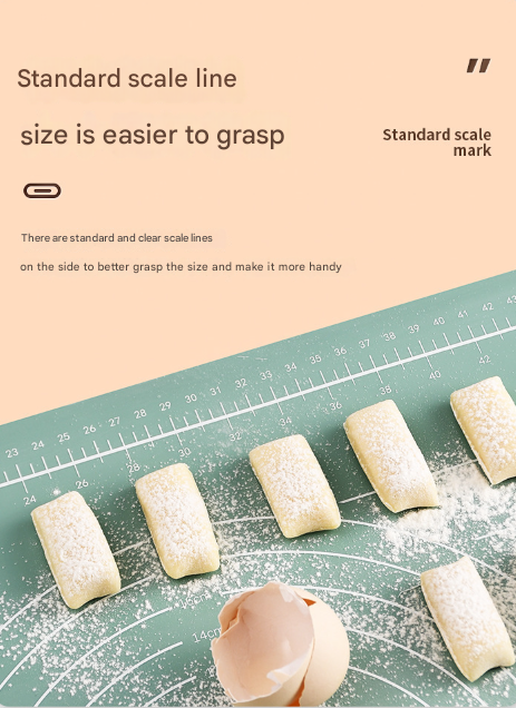 Dark Blue 3-Piece Silicone Baking Set - Non-Stick Pastry Mat with Measurements, Rolling Pin & Dough Scraper - Image 7