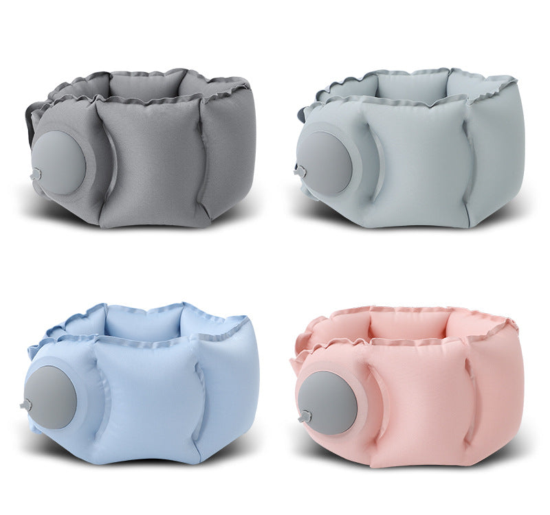 Light Grey Press-Pump Inflatable Travel Pillow - Ultra-Lightweight Ergonomic 360° Neck Support - Image 2