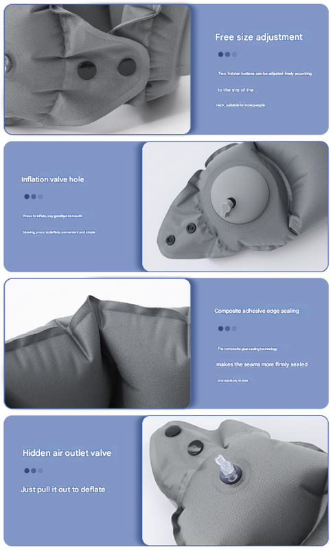 Light Grey Press-Pump Inflatable Travel Pillow - Ultra-Lightweight Ergonomic 360° Neck Support - Image 9