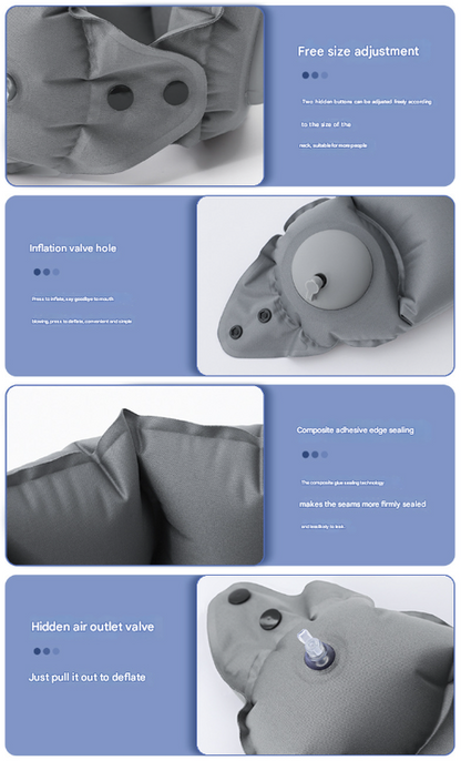 Blue Press-Pump Inflatable Travel Pillow - Ultra-Lightweight Ergonomic 360° Neck Support - Image 9