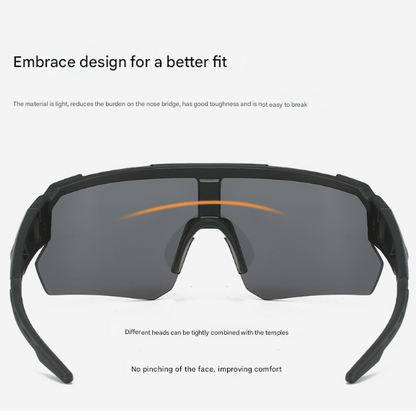 Black Unisex Sport Cycling Sunglasses - Lightweight Wraparound Eyewear for Running & Outdoor Activities - Image 4