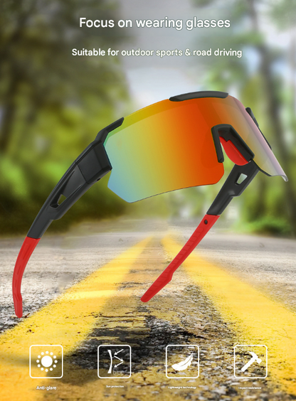 Black Temples and Orange Lenses Unisex Sport Cycling Sunglasses - Lightweight Wraparound Eyewear for Running & Outdoor Activities - Image 2