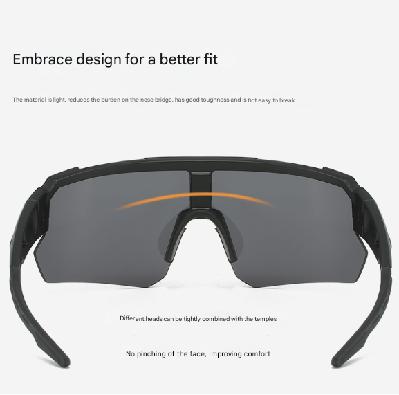 Black Temples and Orange Lenses Unisex Sport Cycling Sunglasses - Lightweight Wraparound Eyewear for Running & Outdoor Activities - Image 4