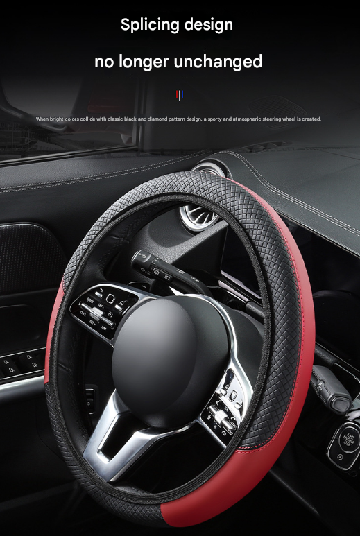 2-Pack (Type A + Type B) Brown And Black Sporty Carbon Fiber Leather Steering Wheel Cover - Universal 38cm Easy-Fit Elastic Grip - Image 2
