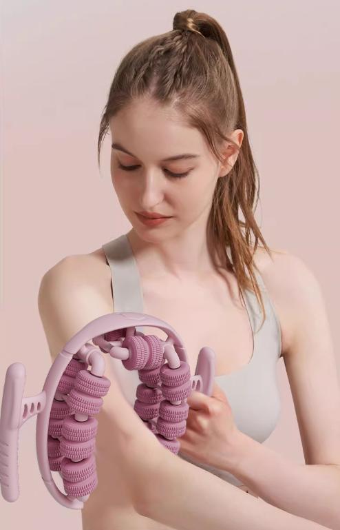 Purple 360° Wrap-Around Muscle Roller - 28-Wheel Massager for Legs, Arms & Calves - Image 7