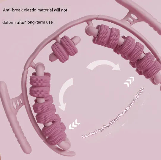 Pink 360°Wrap-Around Muscle Roller - 28-Wheel Massager for Legs, Arms & Calves - Image 6