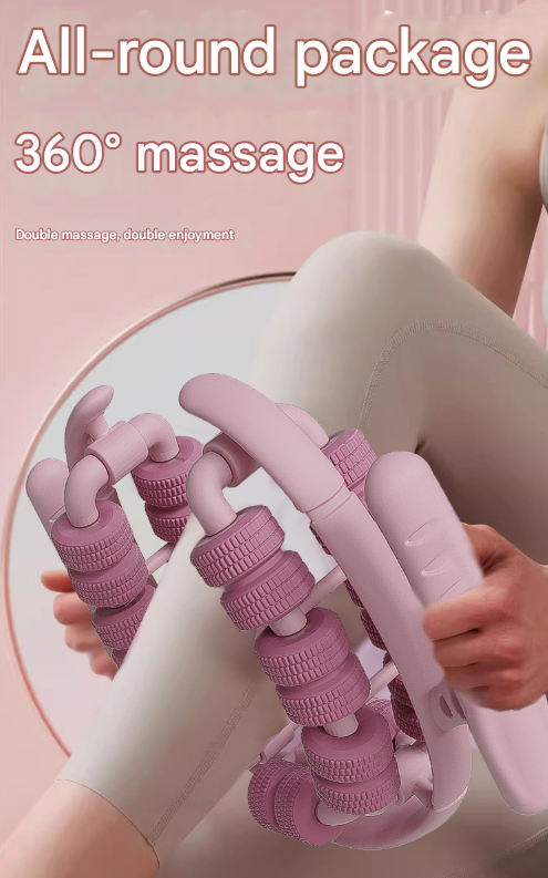 Black 360° Wrap-Around Muscle Roller - 28-Wheel Massager for Legs, Arms & Calves - Image 2