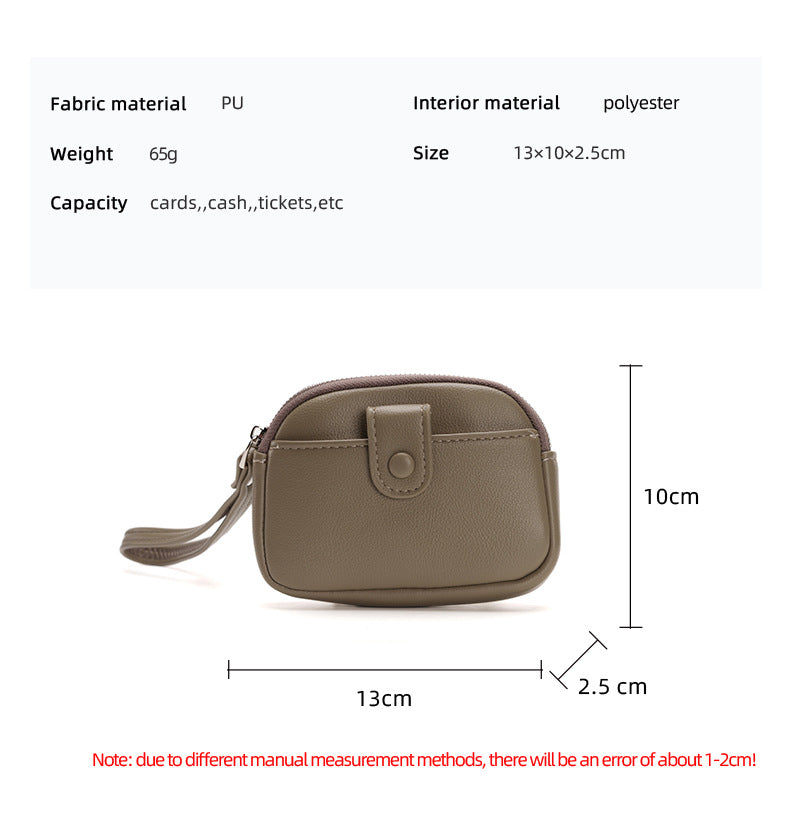 Black Womens Compact PU Leather Coin Purse - Stylish Mini Wallet Wristlet with Card Holder and Key Ring - Image 5