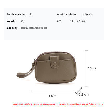 Brown Womens Compact PU Leather Coin Purse - Stylish Mini Wallet Wristlet with Card Holder and Key Ring - Image 5