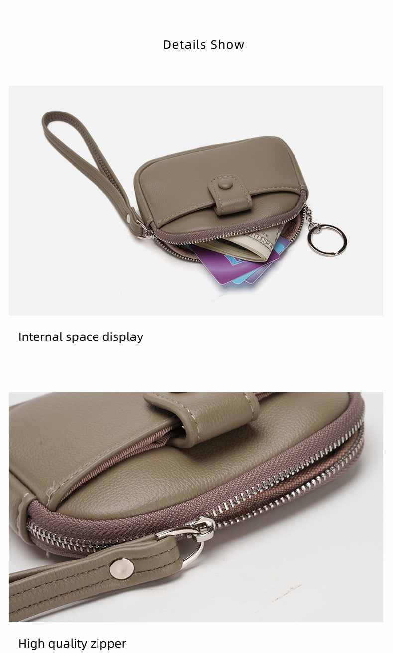 Brown Womens Compact PU Leather Coin Purse - Stylish Mini Wallet Wristlet with Card Holder and Key Ring - Image 7