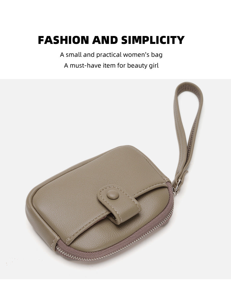 Purple Womens Compact PU Leather Coin Purse - Stylish Mini Wallet Wristlet with Card Holder and Key Ring - Image 3