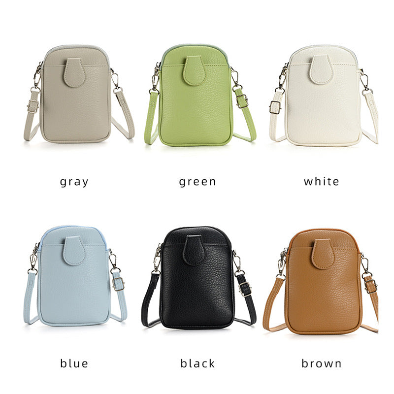 Grey Chic Crossbody Phone Bag - Womens PU Leather Mini Shoulder Purse with Adjustable Strap - Image 2