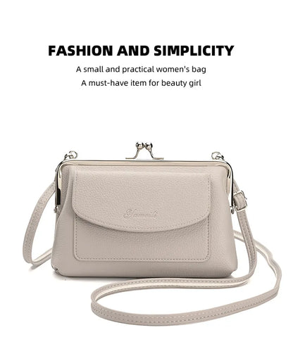 Pink Women's Vintage Kiss Lock Crossbody Bag - PU Leather Clutch Purse with Detachable Strap - Image 3