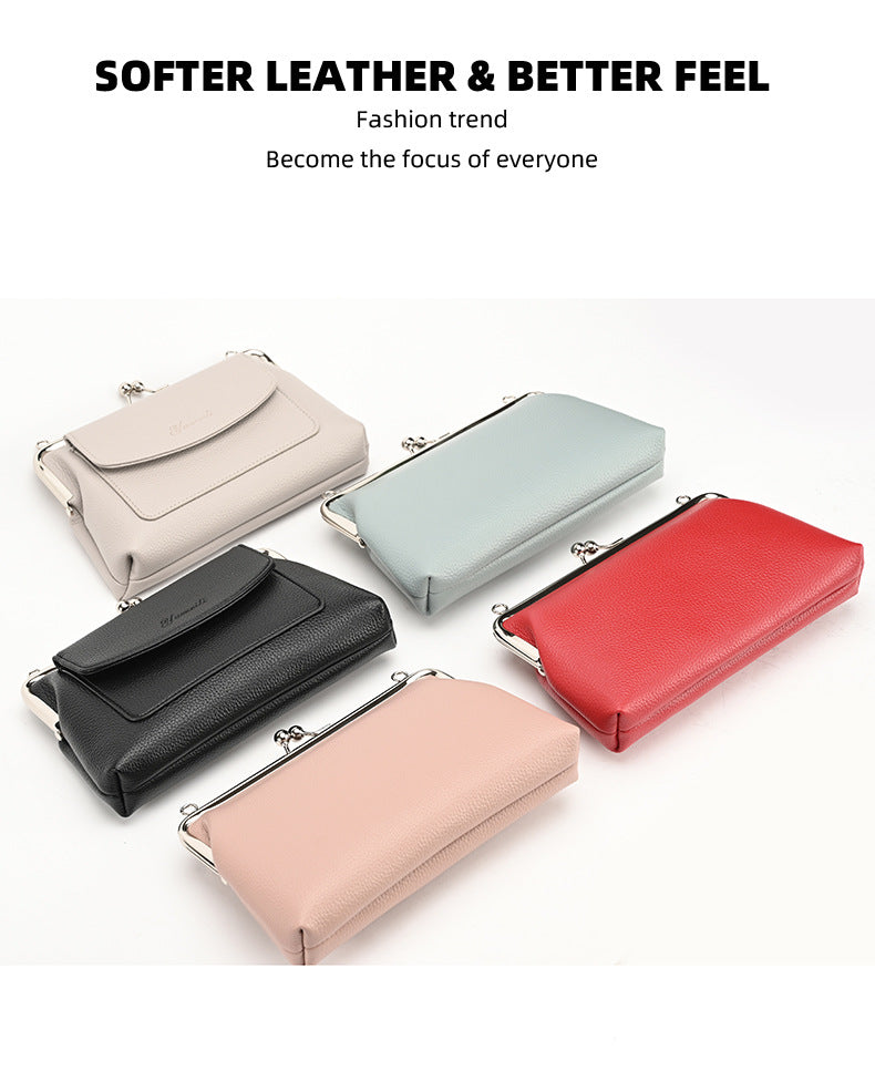 Blue Women's Vintage Kiss Lock Crossbody Bag - PU Leather Clutch Purse with Detachable Strap - Image 4