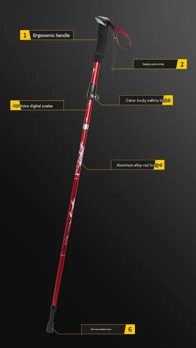 Short Black Ultralight Foldable Hiking Pole - Adjustable Aluminium Trekking Stick with EVA Grip for Outdoor Walking & Climbing - Image 2
