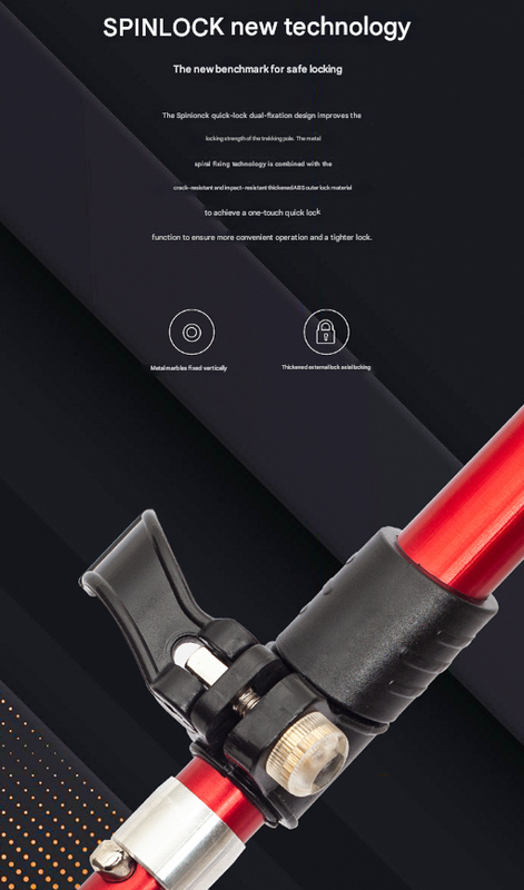 Long Red Ultralight Foldable Hiking Pole - Adjustable Aluminium Trekking Stick with EVA Grip for Outdoor Walking & Climbing - Image 4