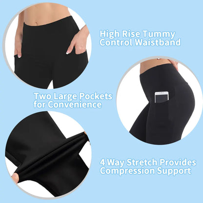 Size XXL Black Women's Mid Waist Plush Leggings with Pockets - Autumn and Winter Leggings with Pockets - Image 4