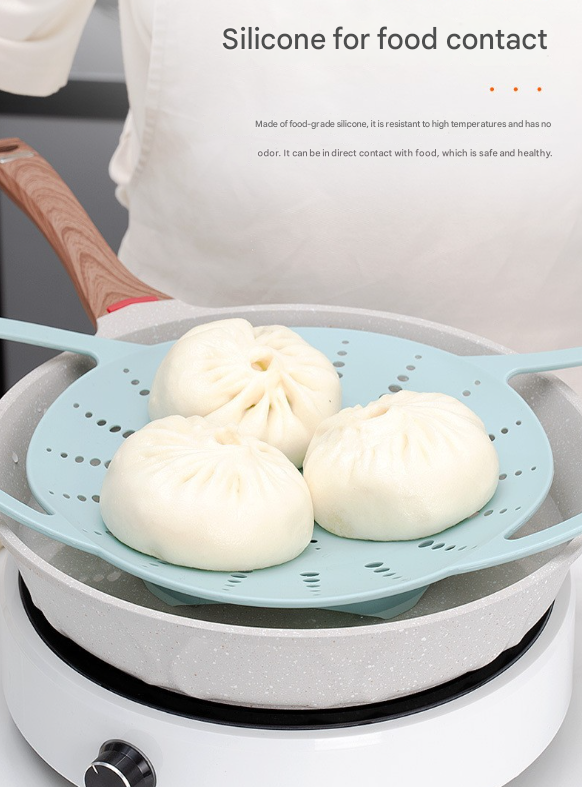 Large Pink Flexible Silicone Steamer Basket with Heat-Resistant Handles - Food-Grade Vegetable Steamer Insert for Pots & Pans - Image 3