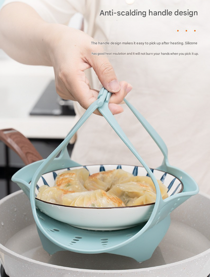 Large Pink Flexible Silicone Steamer Basket with Heat-Resistant Handles - Food-Grade Vegetable Steamer Insert for Pots & Pans - Image 5