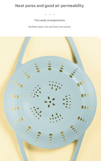 Small Blue Flexible Silicone Steamer Basket with Heat-Resistant Handles - Food-Grade Vegetable Steamer Insert for Pots & Pans - Image 6