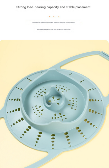 Small Blue Flexible Silicone Steamer Basket with Heat-Resistant Handles - Food-Grade Vegetable Steamer Insert for Pots & Pans - Image 7