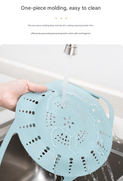 Small Blue Flexible Silicone Steamer Basket with Heat-Resistant Handles - Food-Grade Vegetable Steamer Insert for Pots & Pans - Image 8