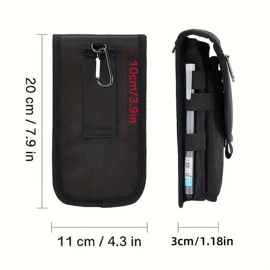 Black Heavy-Duty Tactical Phone Pouch - Multi-Pocket Belt Holster & Utility Waist Bag for Outdoor Work and EDC - Image 3