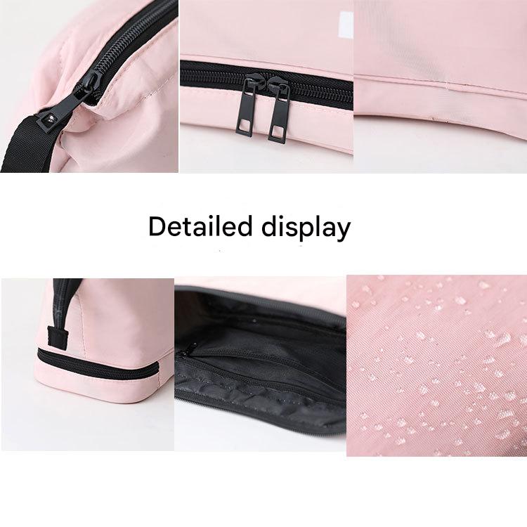 Grey Chic Dual-Compartment Makeup & Toiletry Bag - Large Capacity Travel Organizer with Brush Holder - Image 5