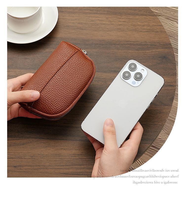 3 Pcs Brown Elegant Faux Leather Coin Purse - Mini Zipper Pouch & Compact Card Holder Wallet - Image 4