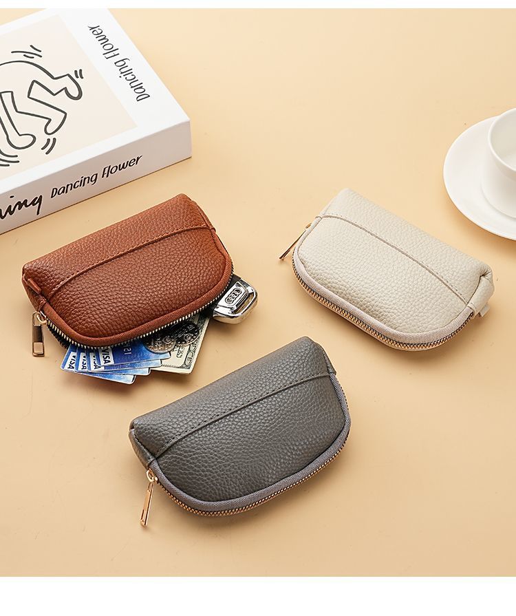 3 Pcs Brown Elegant Faux Leather Coin Purse - Mini Zipper Pouch & Compact Card Holder Wallet - Image 5