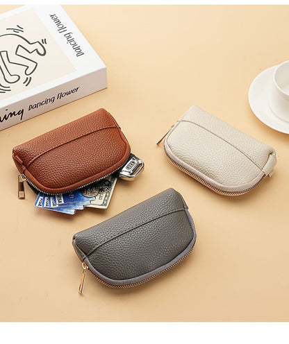 3 Pcs Brown Elegant Faux Leather Coin Purse - Mini Zipper Pouch & Compact Card Holder Wallet - Image 5