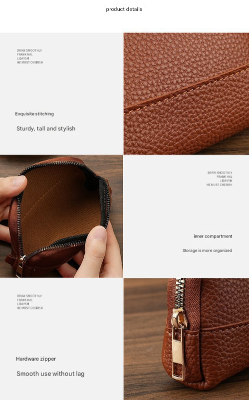 3 Pcs Brown Elegant Faux Leather Coin Purse - Mini Zipper Pouch & Compact Card Holder Wallet - Image 6