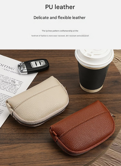 3 Pcs Grey Elegant Faux Leather Coin Purse - Mini Zipper Pouch & Compact Card Holder Wallet - Image 3