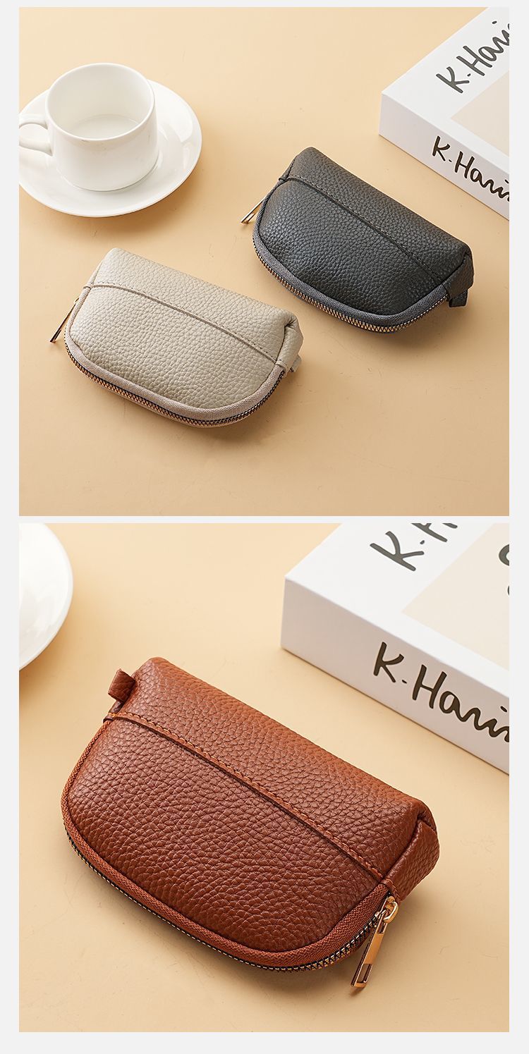 3 Pcs ( 1 Brown+ 1 Grey + 1 Beige) Elegant Faux Leather Coin Purse - Mini Zipper Pouch & Compact Card Holder Wallet - Image 6